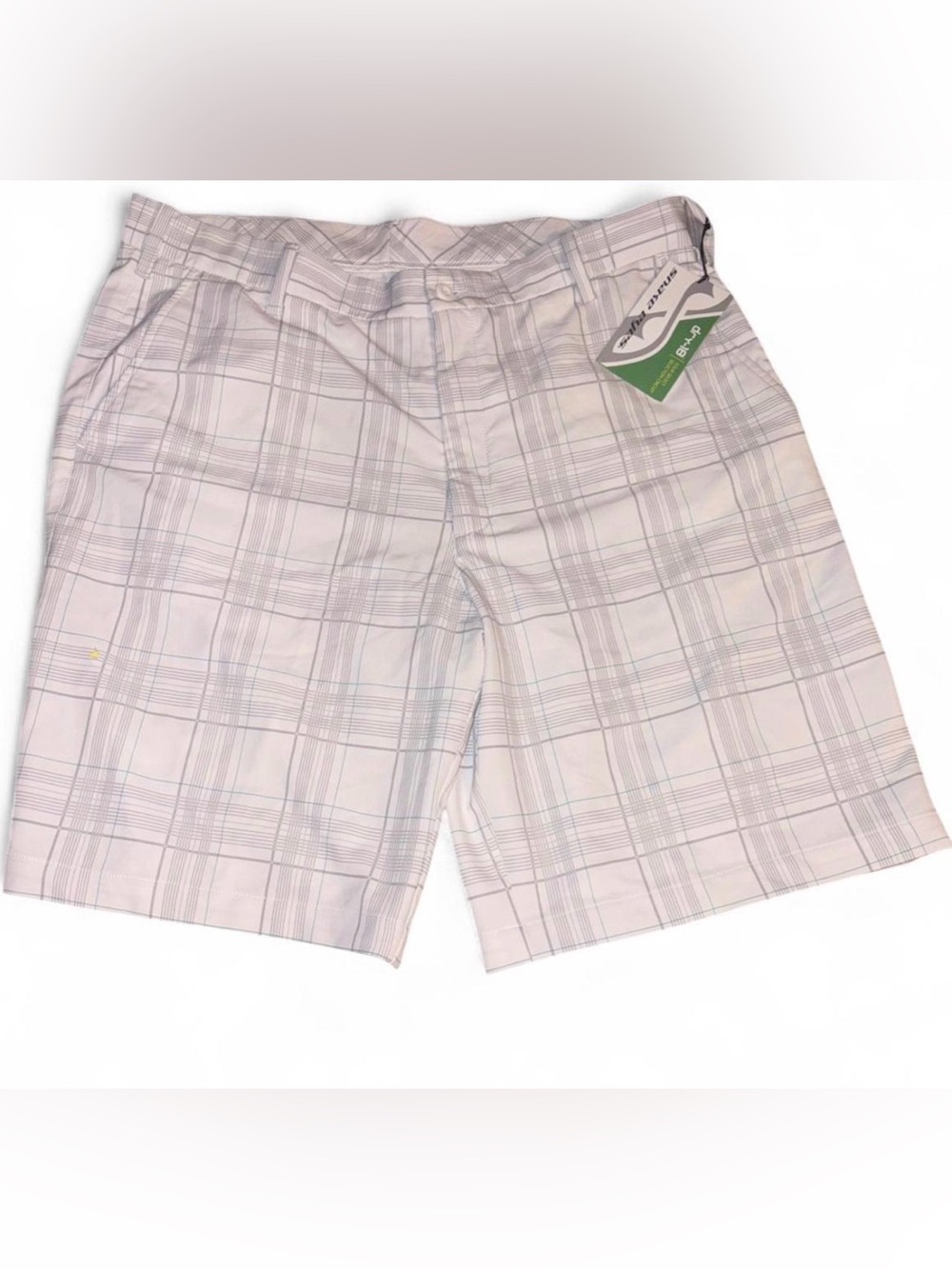 Snake Eyes Men’s Golf Shorts Size 40 NWT Plaid Performance Stretch White Gray
